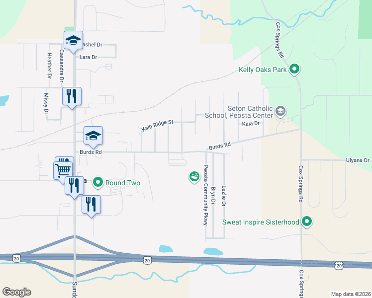 map of restaurants, bars, coffee shops, grocery stores, and more near 565 Maple Ridge Street in Peosta
