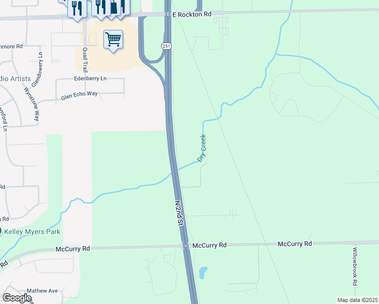 map of restaurants, bars, coffee shops, grocery stores, and more near 12905 North 2nd Street in Roscoe