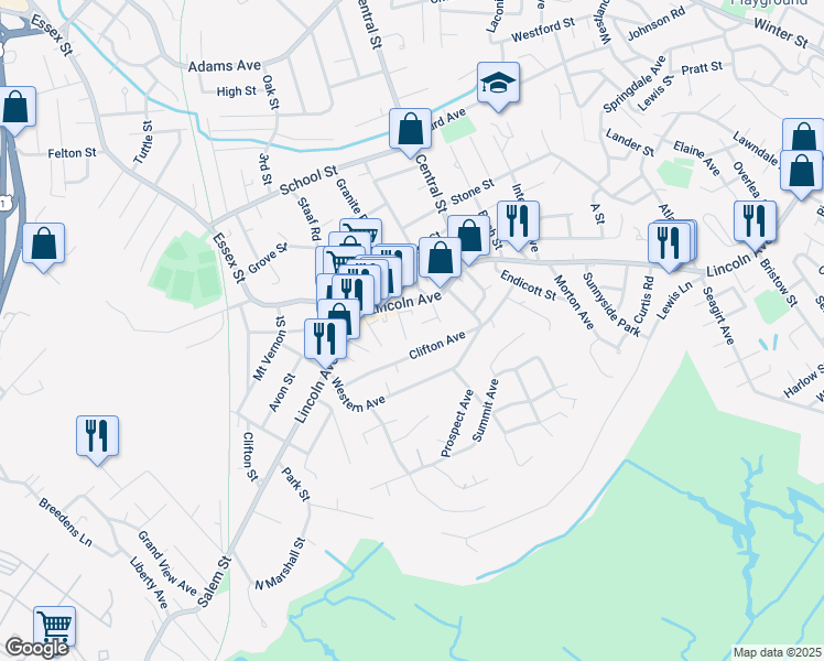 map of restaurants, bars, coffee shops, grocery stores, and more near 5 Charlotte Road in Saugus