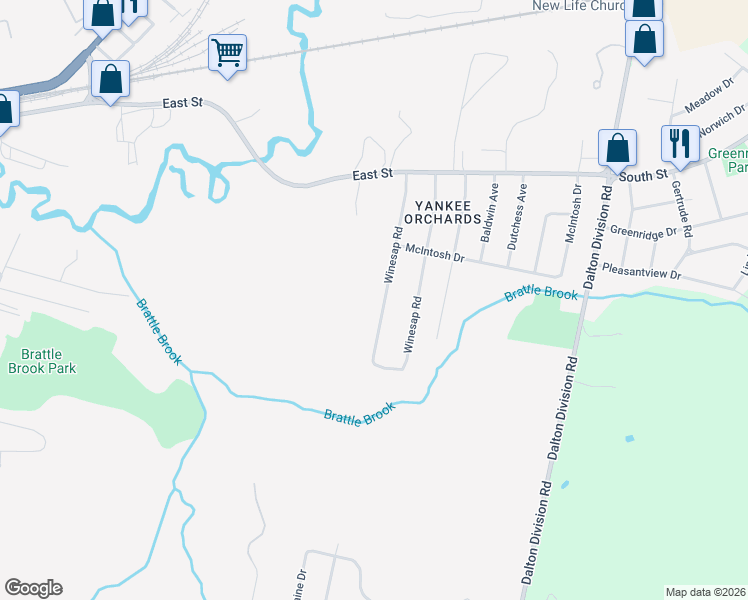 map of restaurants, bars, coffee shops, grocery stores, and more near 86 Winesap Rd in Pittsfield