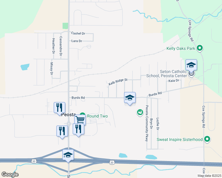 map of restaurants, bars, coffee shops, grocery stores, and more near 8250 Kalb Ridge St in Peosta