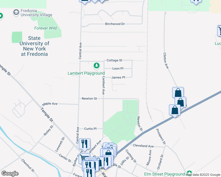 map of restaurants, bars, coffee shops, grocery stores, and more near 25 Sahle Place in Fredonia