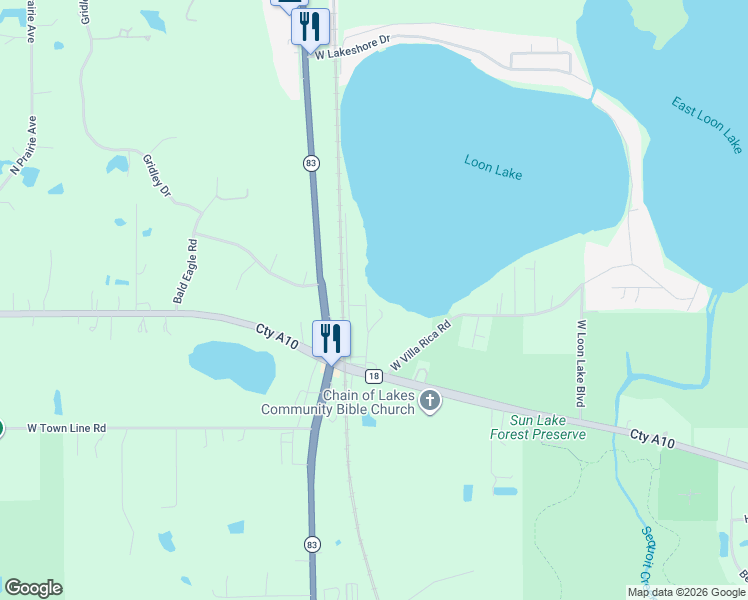 map of restaurants, bars, coffee shops, grocery stores, and more near 40271 Northwest Shore Drive in Antioch
