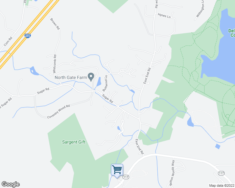 map of restaurants, bars, coffee shops, grocery stores, and more near 576 Sugar Road in Bolton
