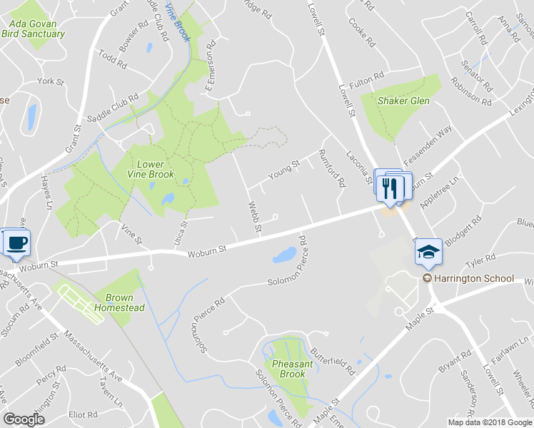 map of restaurants, bars, coffee shops, grocery stores, and more near 2 Currier Court in Lexington