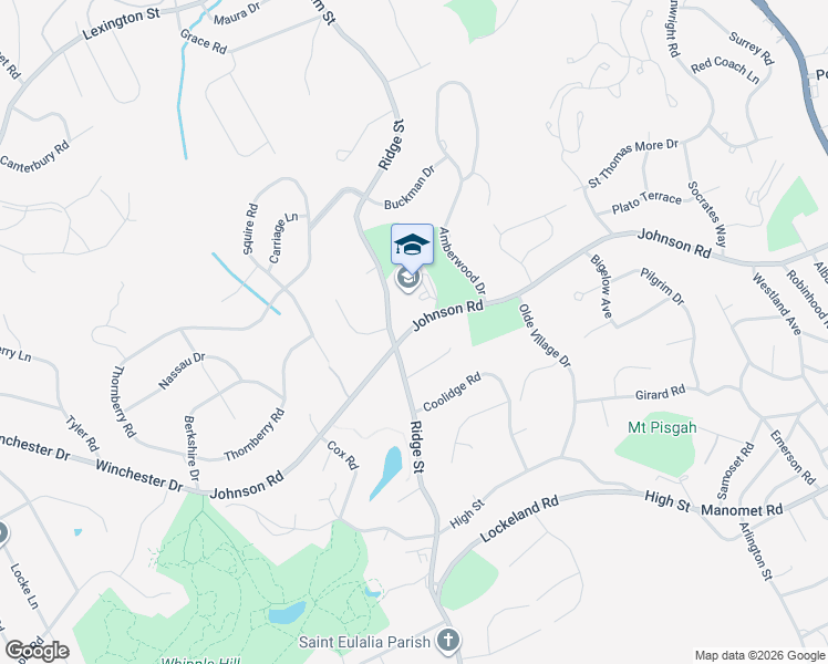 map of restaurants, bars, coffee shops, grocery stores, and more near 78 Johnson Road in Winchester