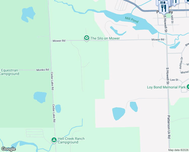 map of restaurants, bars, coffee shops, grocery stores, and more near 10297 Sarah Jean Drive in Pinckney