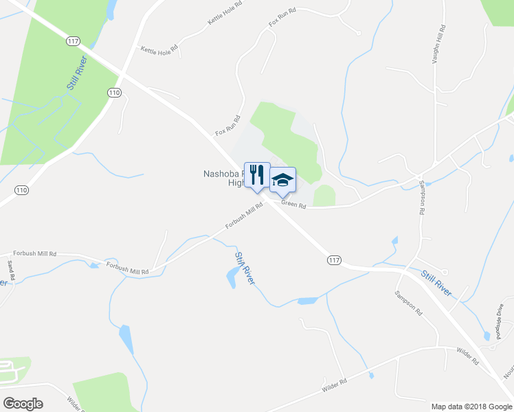 map of restaurants, bars, coffee shops, grocery stores, and more near 7 Forbush Mill Road in Bolton