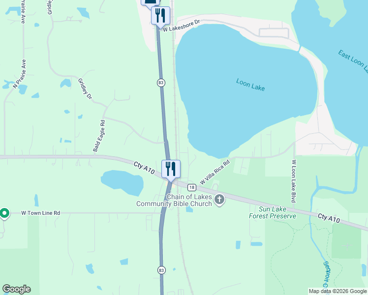 map of restaurants, bars, coffee shops, grocery stores, and more near 40271 Northwest Shore Drive in Antioch