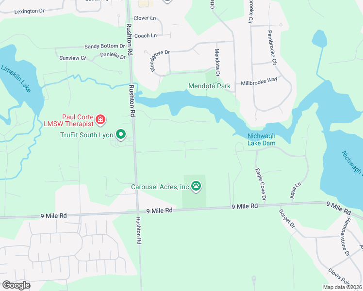 map of restaurants, bars, coffee shops, grocery stores, and more near 12750 Dejarol Drive in South Lyon