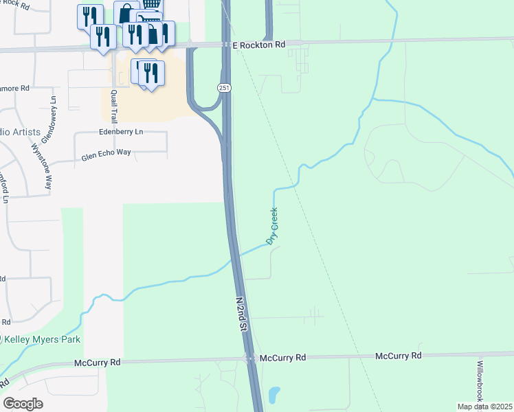 map of restaurants, bars, coffee shops, grocery stores, and more near 12905 North 2nd Street in Roscoe