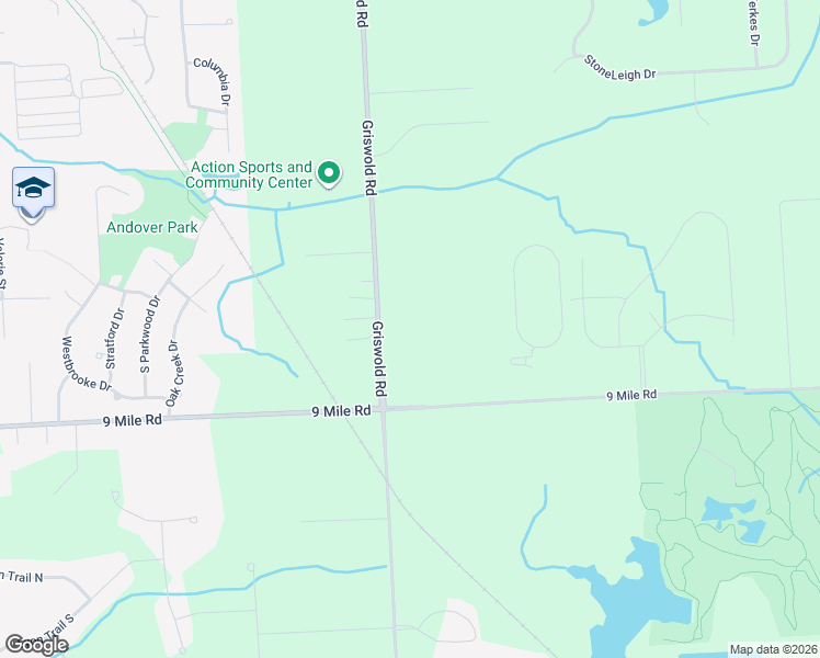 map of restaurants, bars, coffee shops, grocery stores, and more near 22700 Griswold Road in South Lyon