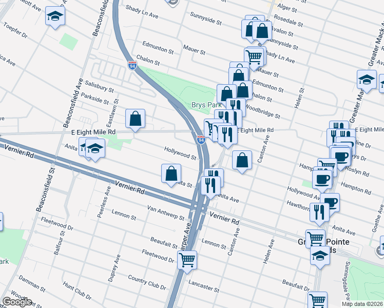 map of restaurants, bars, coffee shops, grocery stores, and more near in 