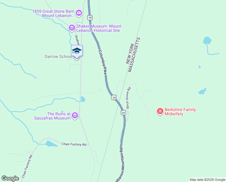 map of restaurants, bars, coffee shops, grocery stores, and more near 32 Terrace Dr in New Lebanon