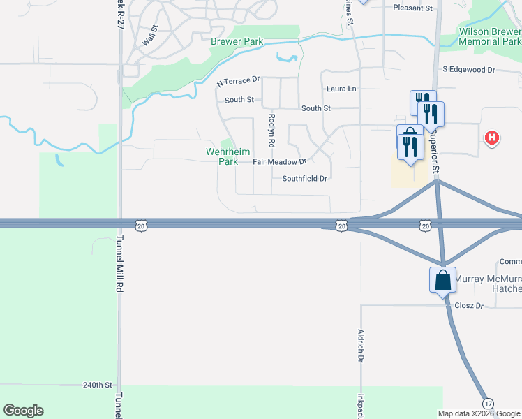map of restaurants, bars, coffee shops, grocery stores, and more near 909 Lewis Drive in Webster City