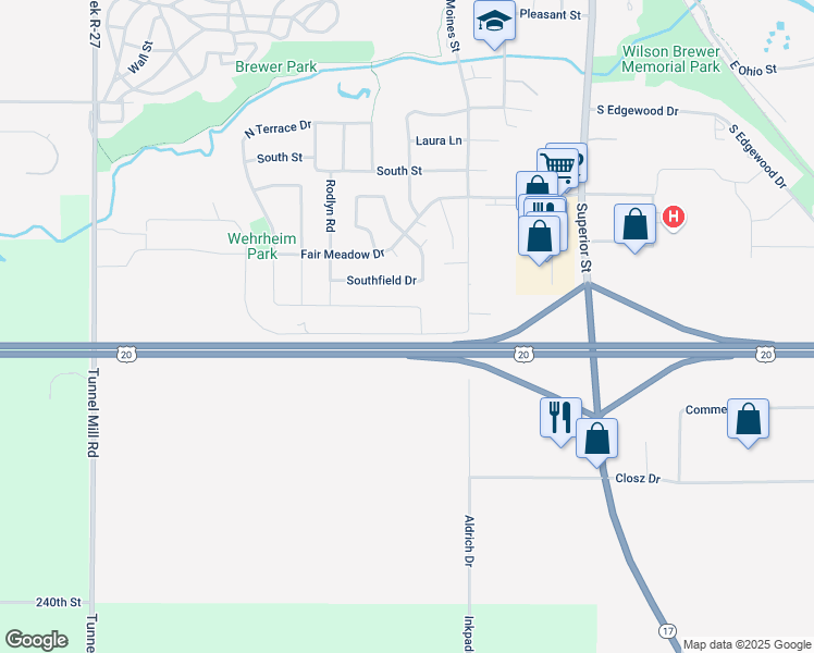 map of restaurants, bars, coffee shops, grocery stores, and more near 803 Lewis Drive in Webster City
