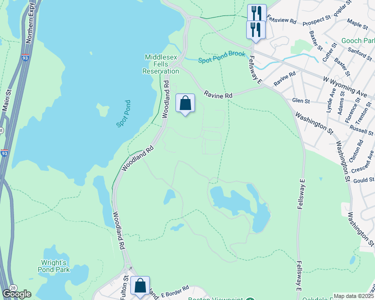 map of restaurants, bars, coffee shops, grocery stores, and more near 23 Executive Drive in Stoneham