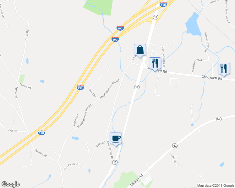 map of restaurants, bars, coffee shops, grocery stores, and more near 49 Laurelwood Road in Sterling