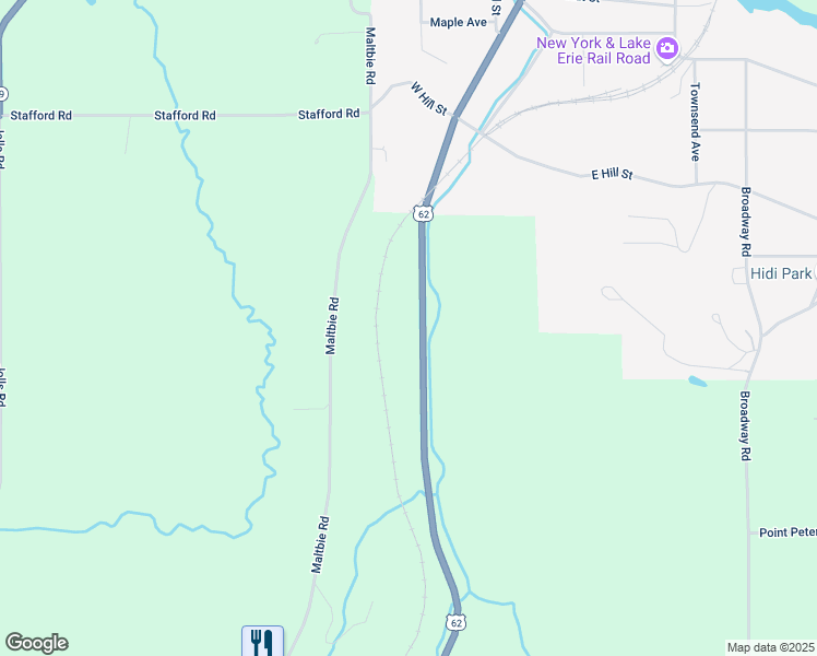 map of restaurants, bars, coffee shops, grocery stores, and more near 10335 U.S. 62 in Gowanda