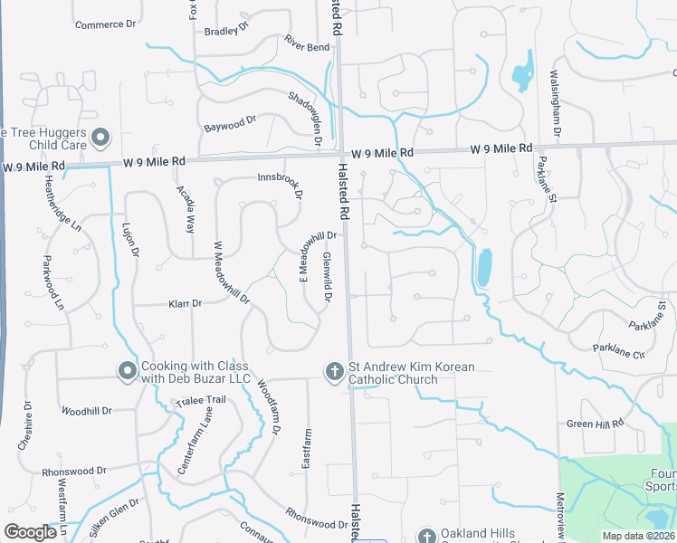 map of restaurants, bars, coffee shops, grocery stores, and more near 21772 Glenwild Drive in Northville