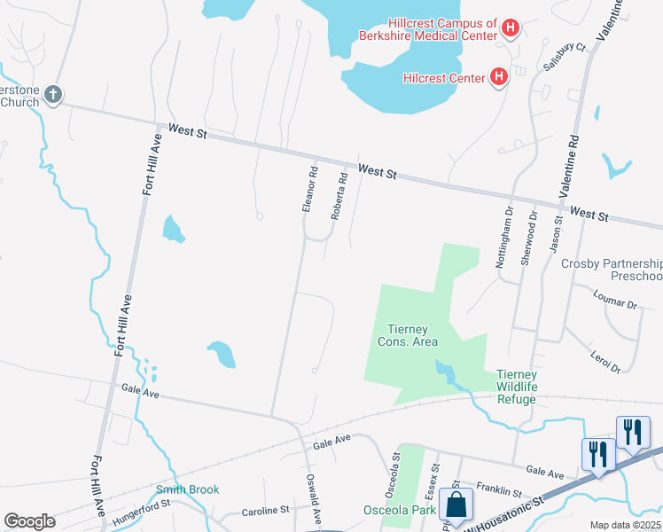 map of restaurants, bars, coffee shops, grocery stores, and more near 21 View Drive in Pittsfield