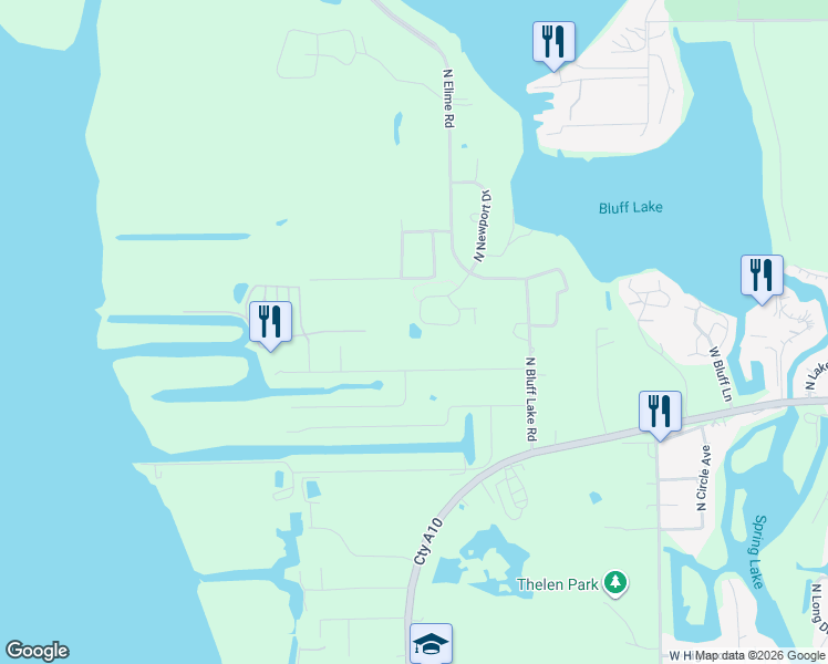 map of restaurants, bars, coffee shops, grocery stores, and more near 40454 North South Newport Drive in Antioch