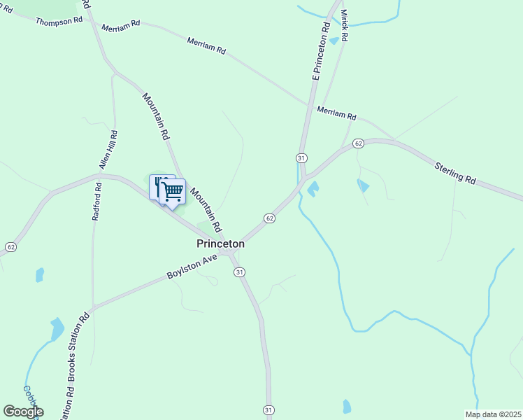map of restaurants, bars, coffee shops, grocery stores, and more near 13 Gregory Hill Road in Princeton