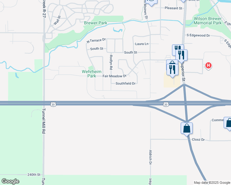 map of restaurants, bars, coffee shops, grocery stores, and more near 822 Crestview Drive in Webster City