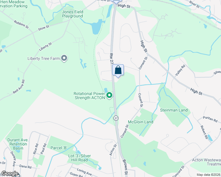 map of restaurants, bars, coffee shops, grocery stores, and more near 30 Main Street in Acton