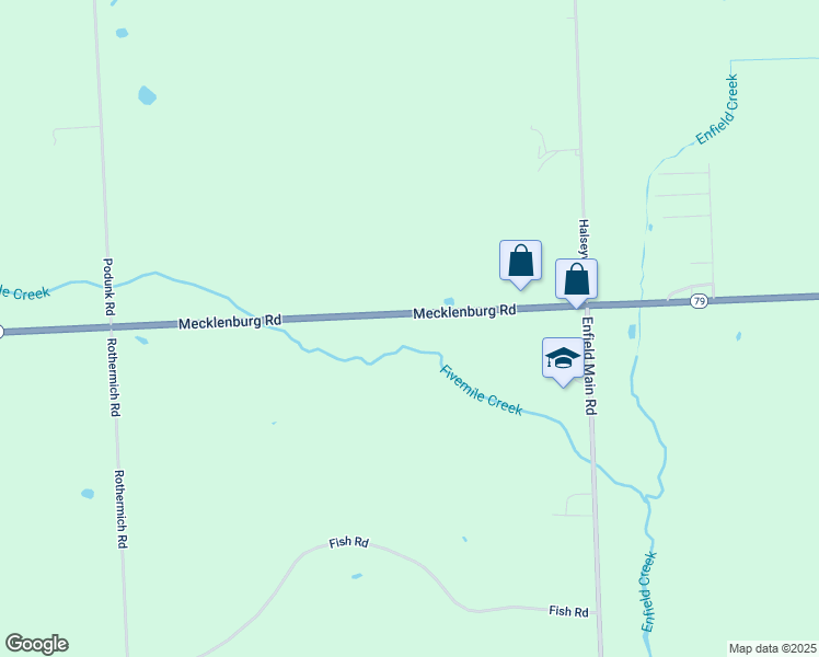 map of restaurants, bars, coffee shops, grocery stores, and more near 2169 Mecklenburg Rd in Ithaca