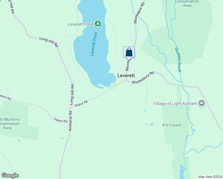 map of restaurants, bars, coffee shops, grocery stores, and more near 178 Depot Road in Leverett
