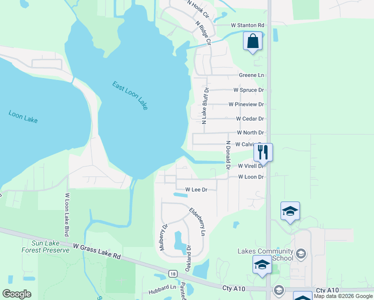 map of restaurants, bars, coffee shops, grocery stores, and more near 22360 West Virell Drive in Antioch