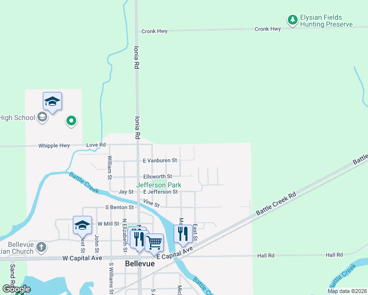 map of restaurants, bars, coffee shops, grocery stores, and more near 749 East Vanburen Street in Bellevue