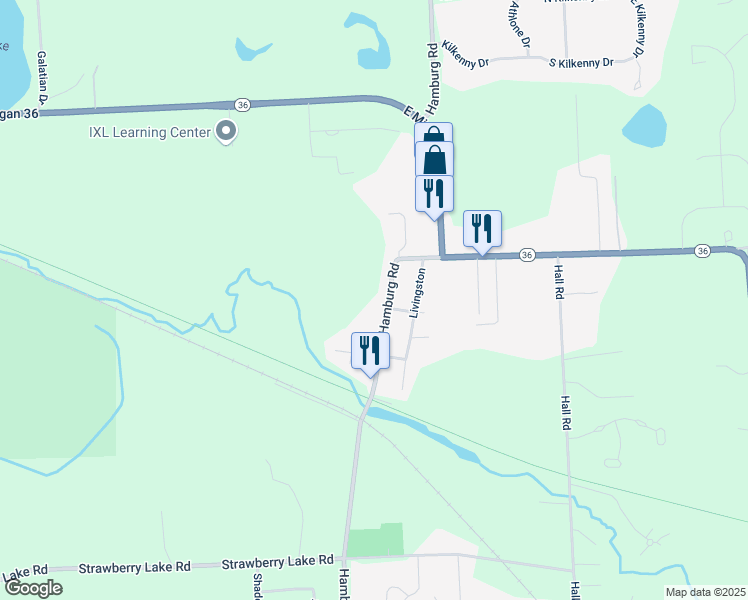 map of restaurants, bars, coffee shops, grocery stores, and more near 10490 Hamburg Road in Hamburg
