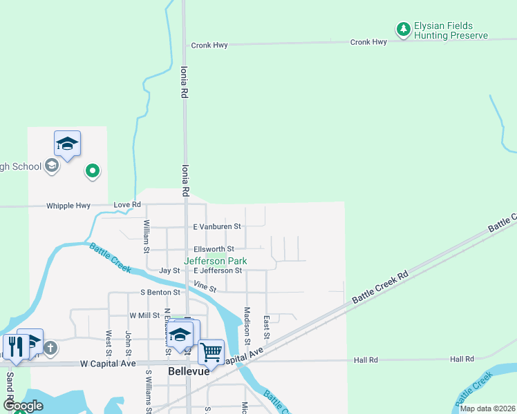 map of restaurants, bars, coffee shops, grocery stores, and more near 749 East Vanburen Street in Bellevue