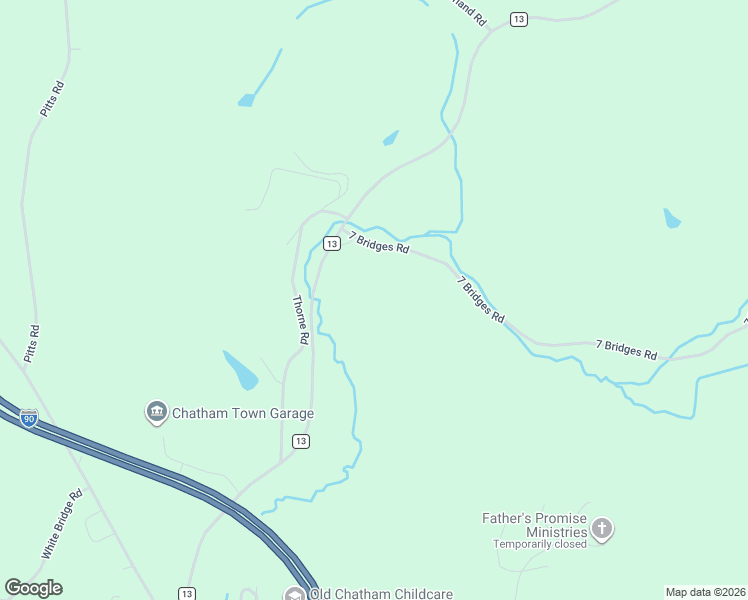 map of restaurants, bars, coffee shops, grocery stores, and more near 10 7 Bridges Road in Old Chatham