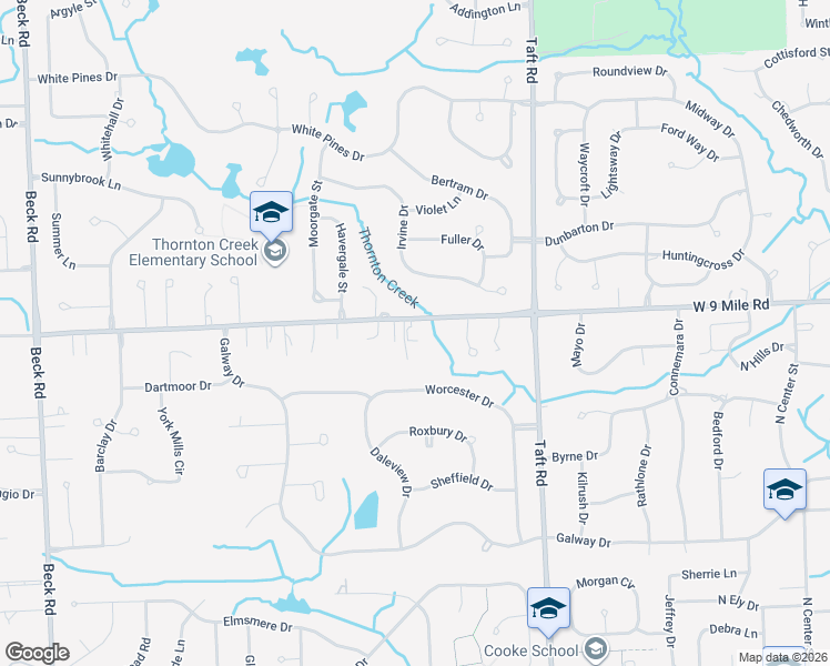 map of restaurants, bars, coffee shops, grocery stores, and more near 45605 West 9 Mile Road in Novi