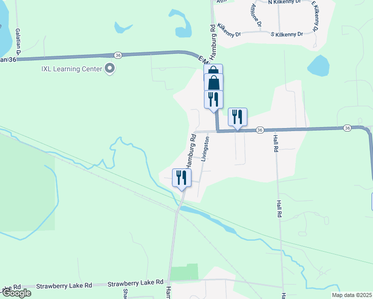 map of restaurants, bars, coffee shops, grocery stores, and more near 10490 Hamburg Road in Hamburg