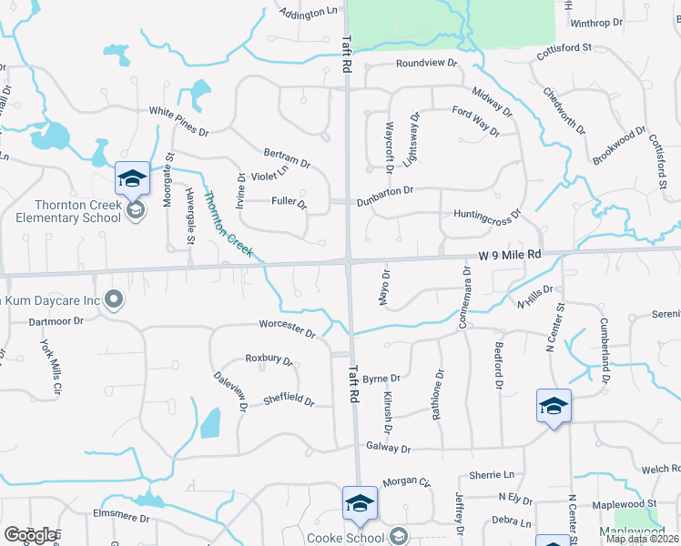 map of restaurants, bars, coffee shops, grocery stores, and more near 45401 West 9 Mile Road in Novi