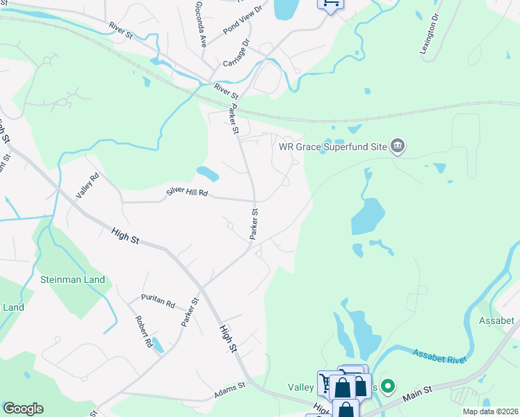 map of restaurants, bars, coffee shops, grocery stores, and more near 1 Silver Hill Road in Acton