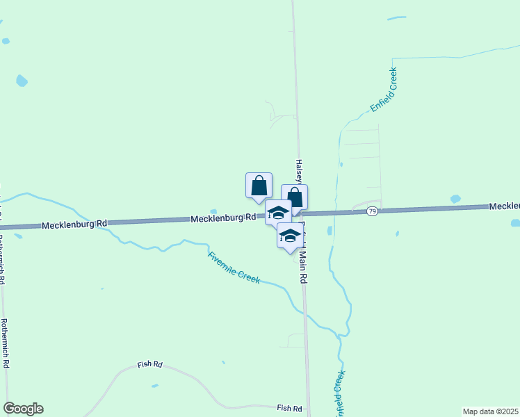 map of restaurants, bars, coffee shops, grocery stores, and more near 2124 Mecklenburg Road in Ithaca