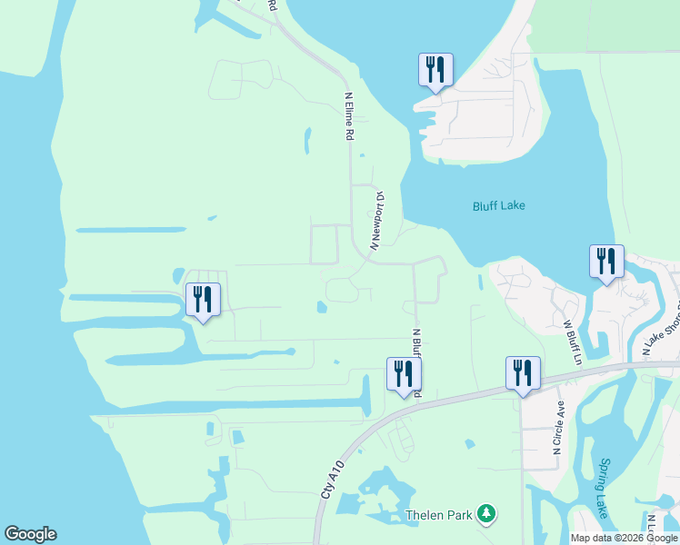 map of restaurants, bars, coffee shops, grocery stores, and more near 40551 North Elime Road in Antioch
