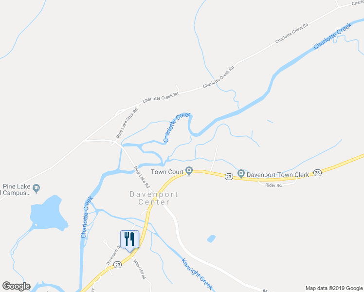 map of restaurants, bars, coffee shops, grocery stores, and more near 65 Whipple Road in Davenport Center