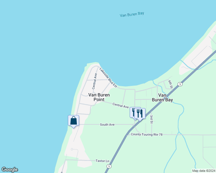map of restaurants, bars, coffee shops, grocery stores, and more near 10368 Park Avenue in Dunkirk