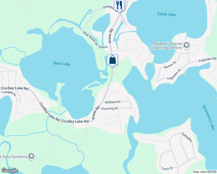 map of restaurants, bars, coffee shops, grocery stores, and more near 10239 Kress Road in Pinckney