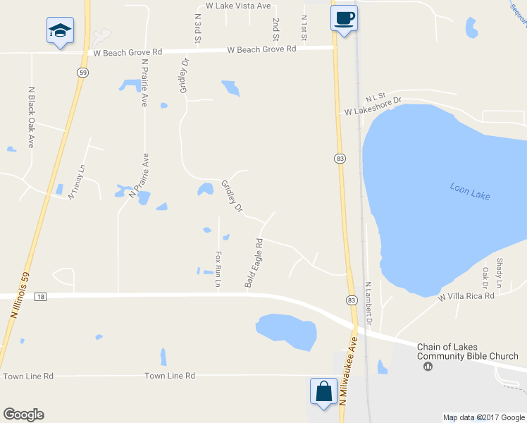 map of restaurants, bars, coffee shops, grocery stores, and more near 40510 Bald Eagle Road in Antioch