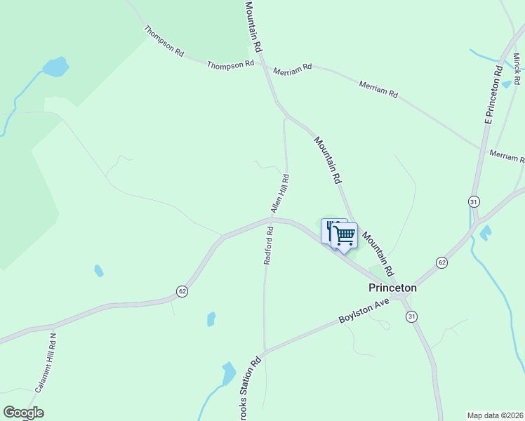 map of restaurants, bars, coffee shops, grocery stores, and more near 52 Hubbardston Road in Princeton