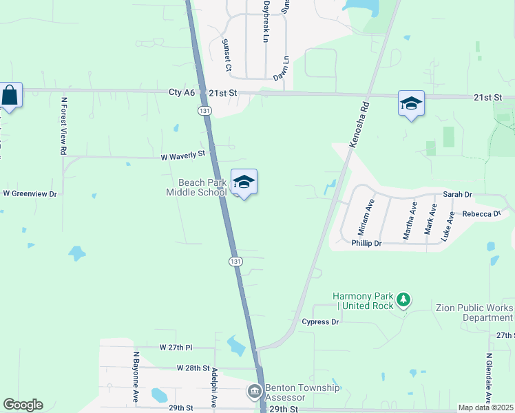 map of restaurants, bars, coffee shops, grocery stores, and more near 40667 North Green Bay Road in Beach Park