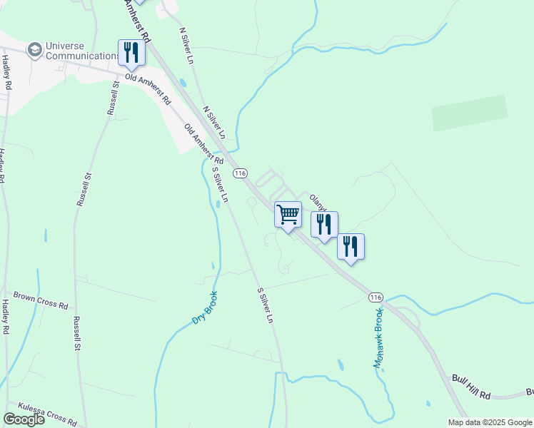 map of restaurants, bars, coffee shops, grocery stores, and more near 267 Amherst Road in Sunderland