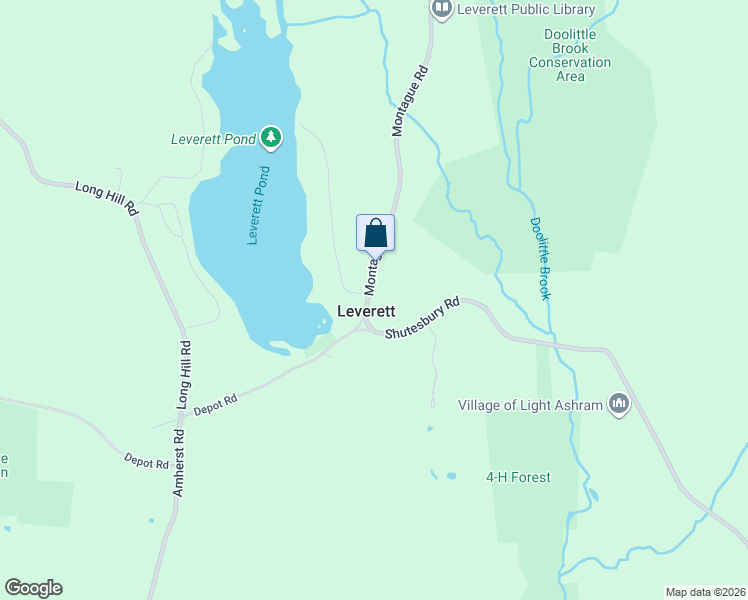 map of restaurants, bars, coffee shops, grocery stores, and more near 7 Montague Road in Leverett